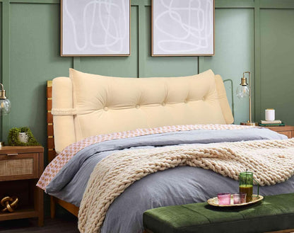 Bourkimi Queen Size Velvet Headboard Wedge Pillow Set with 2 Detachable Neck Rolls and Removable Washable Cover