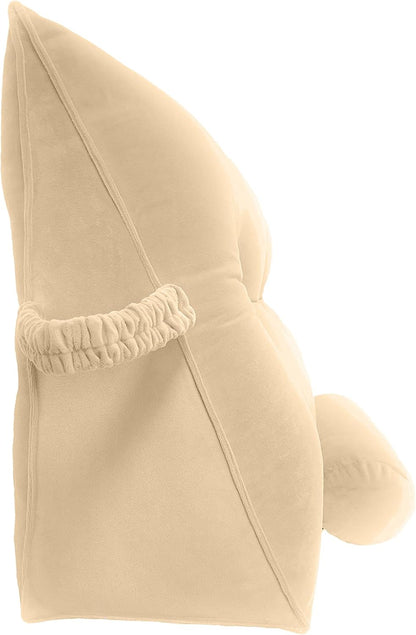 Bourkimi Queen Size Velvet Headboard Wedge Pillow Set with 2 Detachable Neck Rolls and Removable Washable Cover
