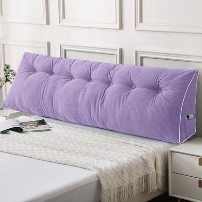Bourkimi Queen Size Wedge Headboard Pillow Set with 2 Bolster Pillows, Velvet Back Support Reading Pillow with Removable Washable Cover